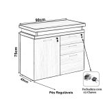 Armário Baixo 03 Gavetas e Porta (MISTO) – NOGAL SEVILHA/BRANCO – 34422 GSA MÓVEIS 16