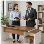 Mesa PEDESTAL RETA (03 Gav.) – 1,92X0,70m – WORKSTART – NOGAL SEVILHA/BRANCO- 34405 GSA MÓVEIS 18
