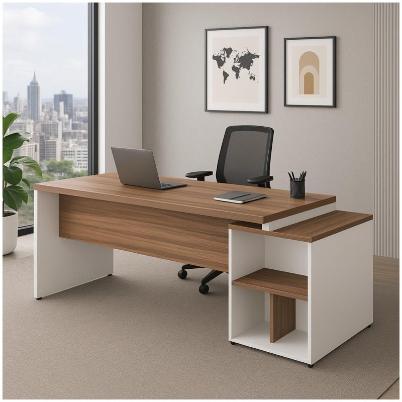 Mesa PEDESTAL RETA (03 Gav.) – 1,92X0,70m – WORKSTART – NOGAL SEVILHA/BRANCO- 34405 GSA MÓVEIS 9