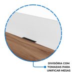 Estação de Trabalho Dupla 1,20×1,35m c/ 02 Gavetas c/ ponto de tomada PÉ QUADRO – Cor Nogal Sevilha/Branco – 34423 GSA MÓVEIS 14