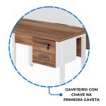 Estação de Trabalho Dupla 1,20×1,35m c/ 02 Gavetas c/ ponto de tomada PÉ QUADRO – Cor Nogal Sevilha/Branco – 34423 GSA MÓVEIS 17