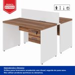 Estação de Trabalho Dupla 1,20×1,35m 02 Lugares c/ Gavetas c/ ponto de tomada PÉ PAINEL – Nogal Sevilha/Branco – 34427 GSA MÓVEIS 12
