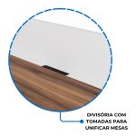 Estação de Trabalho Dupla 1,20×1,35m 02 Lugares c/ Gavetas c/ ponto de tomada PÉ PAINEL – Nogal Sevilha/Branco – 34427 GSA MÓVEIS 13