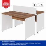 Estação de Trabalho Dupla 1,20×1,35m 02 Lugares sem Gavetas c/ ponto de tomada PÉ PAINEL – Nogal Sevilha/Branco – 34428 GSA MÓVEIS 16