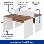 Estação de Trabalho Dupla 1,20×1,35m 02 Lugares sem Gavetas c/ ponto de tomada PÉ PAINEL – Nogal Sevilha/Branco – 34428 GSA MÓVEIS 17