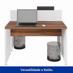 Estação de Trabalho Dupla 1,20×1,35m 02 Lugares sem Gavetas c/ ponto de tomada PÉ PAINEL – Nogal Sevilha/Branco – 34428 GSA MÓVEIS 15
