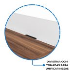 Estação de Trabalho Dupla 1,20×1,35m 02 Lugares sem Gavetas c/ ponto de tomada PÉ PAINEL – Nogal Sevilha/Branco – 34428 GSA MÓVEIS 19