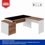 Mesa para Escritório em “L” com VIDRO FUMÊ – 1,92X1,60M NOGAL SEVILHA/BRANCO – 34432 GSA MÓVEIS 12