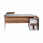 Mesa para Escritório em “L” com VIDRO FUMÊ – 1,92X1,60M NOGAL SEVILHA/BRANCO – 34432 GSA MÓVEIS 18