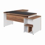 Mesa para Escritório em “L” com VIDRO FUMÊ – 1,92X1,60M NOGAL SEVILHA/BRANCO – 34432 GSA MÓVEIS 13