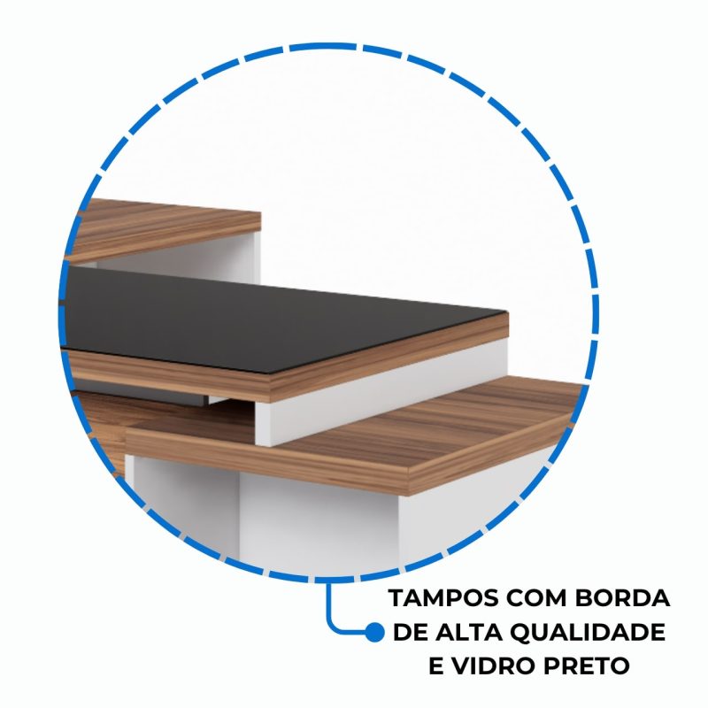 Mesa para Escritório em “L” com VIDRO FUMÊ – 1,92X1,60M NOGAL SEVILHA/BRANCO – 34432 GSA MÓVEIS 7