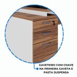 Mesa para Escritório em “L” com VIDRO FUMÊ – 1,92X1,60M NOGAL SEVILHA/BRANCO – 34432 GSA MÓVEIS 14