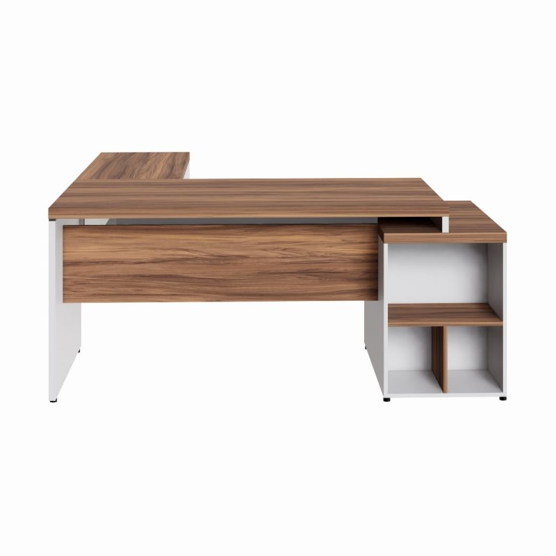 Mesa para Escritório em “L” com Gavetão – 1,92X1,60m -NOGAL SEVILHA/BRANCO – 34431 GSA MÓVEIS 5