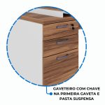Mesa para Escritório em “L” com Gavetão – 1,92X1,60m -NOGAL SEVILHA/BRANCO – 34431 GSA MÓVEIS 15