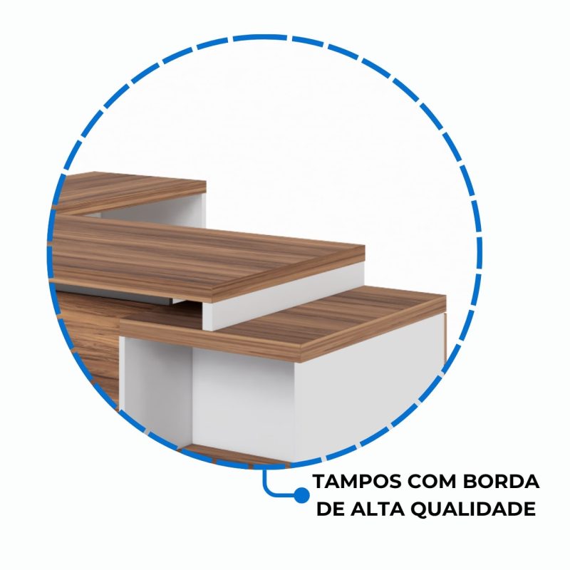 Mesa para Escritório em “L” com Gavetão – 1,92X1,60m -NOGAL SEVILHA/BRANCO – 34431 GSA MÓVEIS 9
