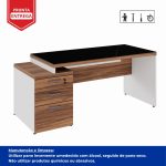 Mesa para Escritório com VIDRO FUMÊ – 1,92×0,70m – NOGAL SEVILHA/BRANCO – 34430 GSA MÓVEIS 14