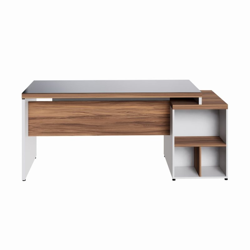 Mesa para Escritório com VIDRO FUMÊ – 1,92×0,70m – NOGAL SEVILHA/BRANCO – 34430 GSA MÓVEIS 7