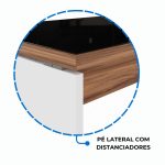 Mesa Diretorzinha c/ Aparador e Vidro Fumê – Pé de MADEIRA – 1,90×1,50m – NOGAL SEVILHA / BRANCO – 34429 GSA MÓVEIS 12