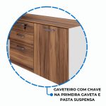 Mesa Diretorzinha c/ Aparador e Vidro Fumê – Pé de MADEIRA – 1,90×1,50m – NOGAL SEVILHA / BRANCO – 34429 GSA MÓVEIS 17