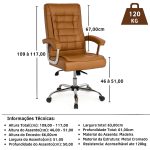 Poltrona Presidente LUXO c/ mola Ensacada – COR CARAMELO – 30059 GSA MÓVEIS 14