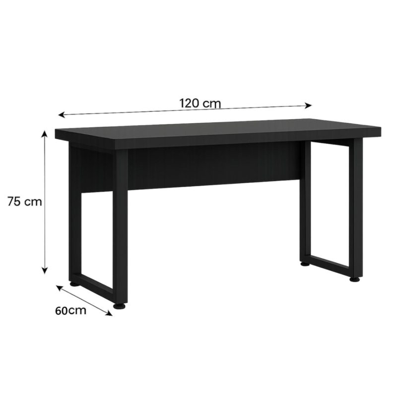 Mesa Escritório PÉ QUADRO – 1,20×0,60m – S/ Gavetas – PRETO / PRETO – 26001 GSA MÓVEIS 5