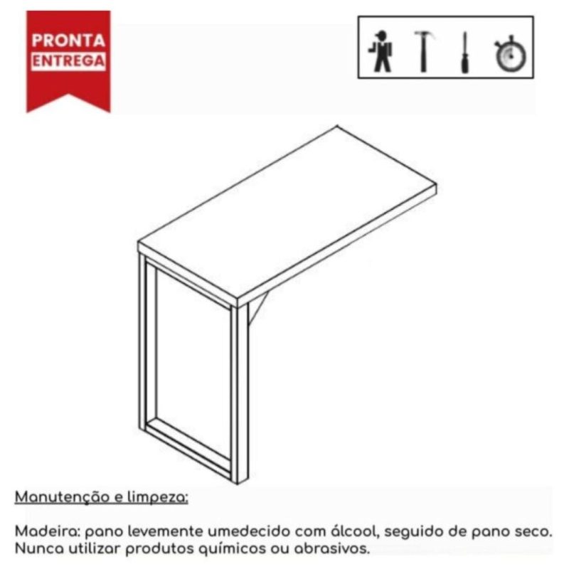 Mesa AUX PÉ QUADRO – 0,90×0,45m – PRETO/PRETO – 26004 GSA MÓVEIS 5
