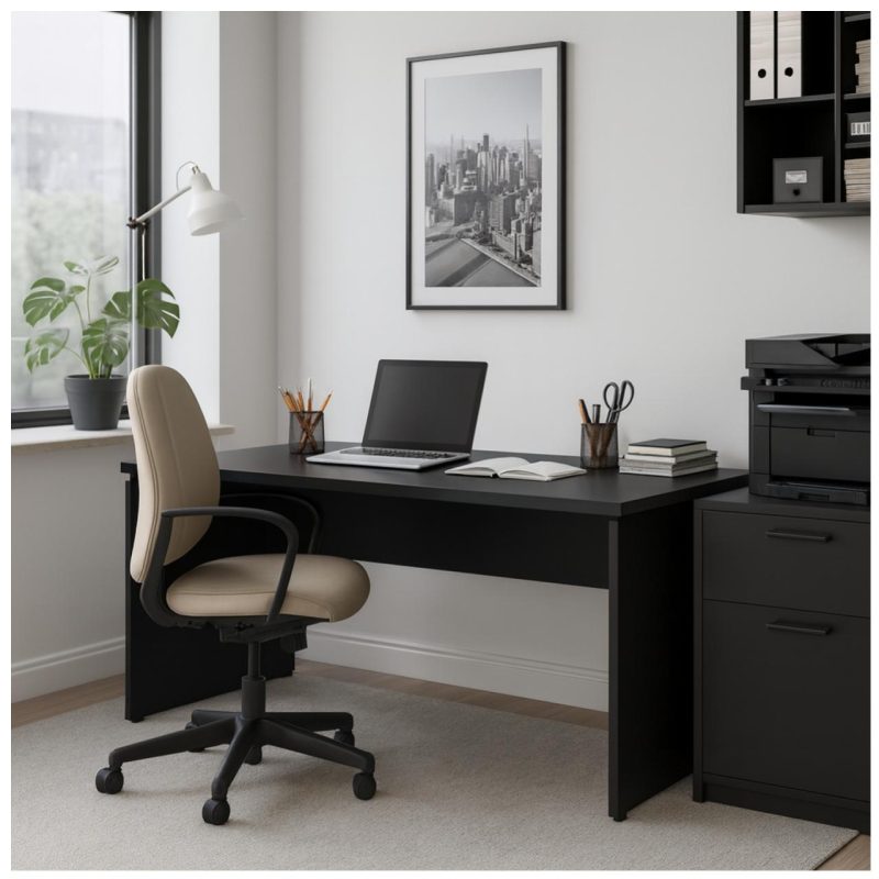 Mesa Escritório 1,70×0,70m – S/ Gavetas – PRETO/PRETO – 26007 GSA MÓVEIS 8