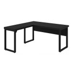 Mesa em L PÉ QUADRO (1,50×0,60m + Mesa Auxiliar) – S/ Gavetas – PRETO / PRETO – 26010 GSA MÓVEIS 13