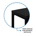 Mesa em L PÉ QUADRO (1,50×0,60m + Mesa Auxiliar) – S/ Gavetas – PRETO / PRETO – 26010 GSA MÓVEIS 17