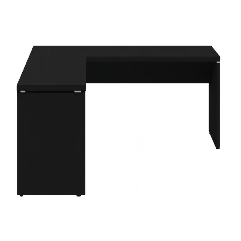 Mesa em L PÉ PAINEL (1,50×0,60m + Mesa Auxiliar) – S/ Gavetas – PRETO / PRETO – 26012 GSA MÓVEIS 3