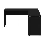 Mesa em L PÉ PAINEL (1,50×0,60m + Mesa Auxiliar) – S/ Gavetas – PRETO / PRETO – 26012 GSA MÓVEIS 12