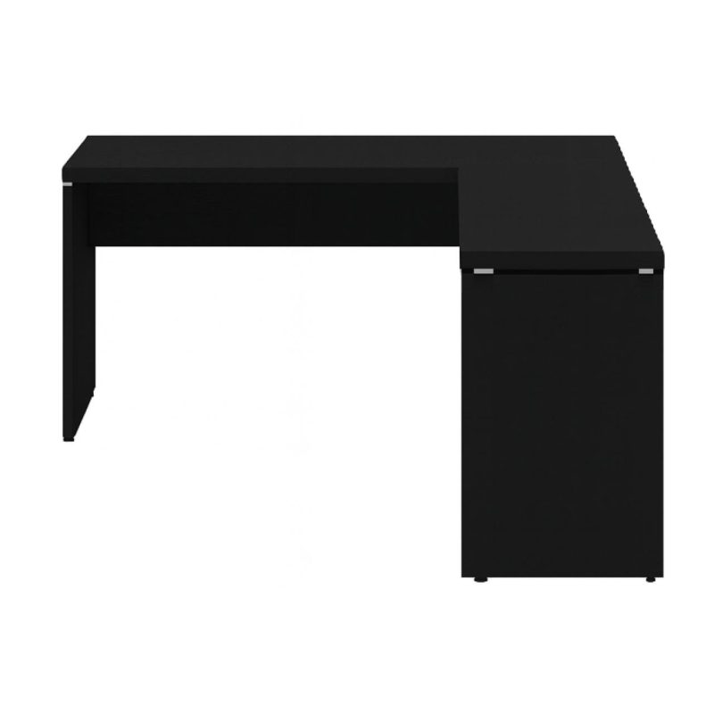 Mesa em L PÉ PAINEL (1,50×0,60m + Mesa Auxiliar) – S/ Gavetas – PRETO / PRETO – 26012 GSA MÓVEIS 4