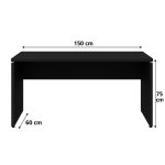 Mesa em L PÉ PAINEL (1,50×0,60m + Mesa Auxiliar) – S/ Gavetas – PRETO / PRETO – 26012 GSA MÓVEIS 15