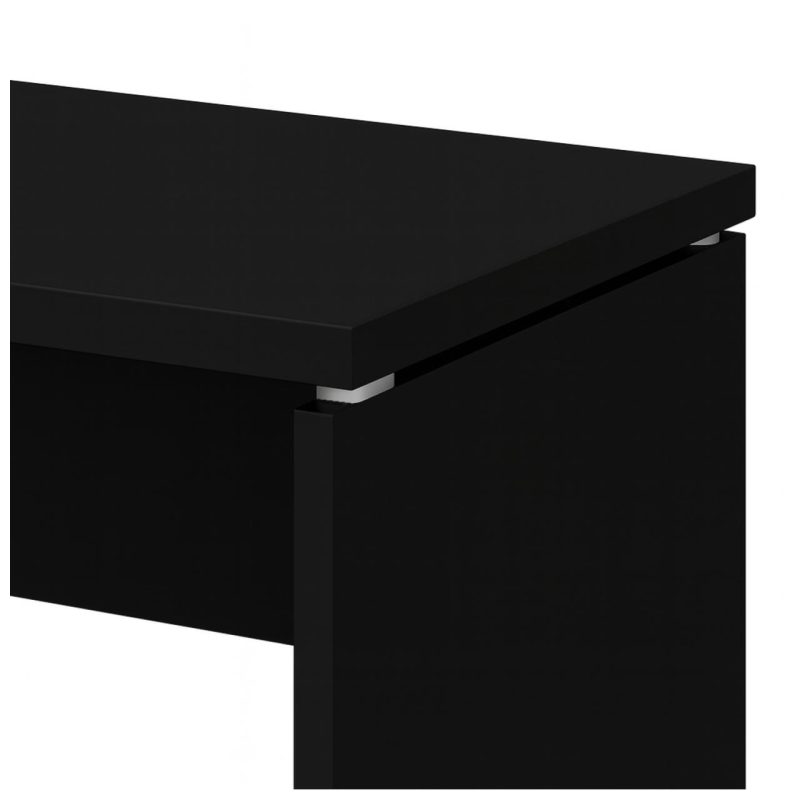 Mesa em L PÉ PAINEL (1,50×0,60m + Mesa Auxiliar) – S/ Gavetas – PRETO / PRETO – 26012 GSA MÓVEIS 9