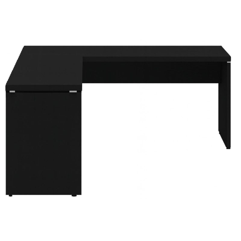 Mesa em L PÉ PAINEL (1,70×0,70m + Mesa Auxiliar) – S/ Gavetas – PRETO / PRETO – 26013 GSA MÓVEIS 3