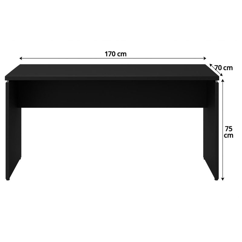 Mesa em L PÉ PAINEL (1,70×0,70m + Mesa Auxiliar) – S/ Gavetas – PRETO / PRETO – 26013 GSA MÓVEIS 6