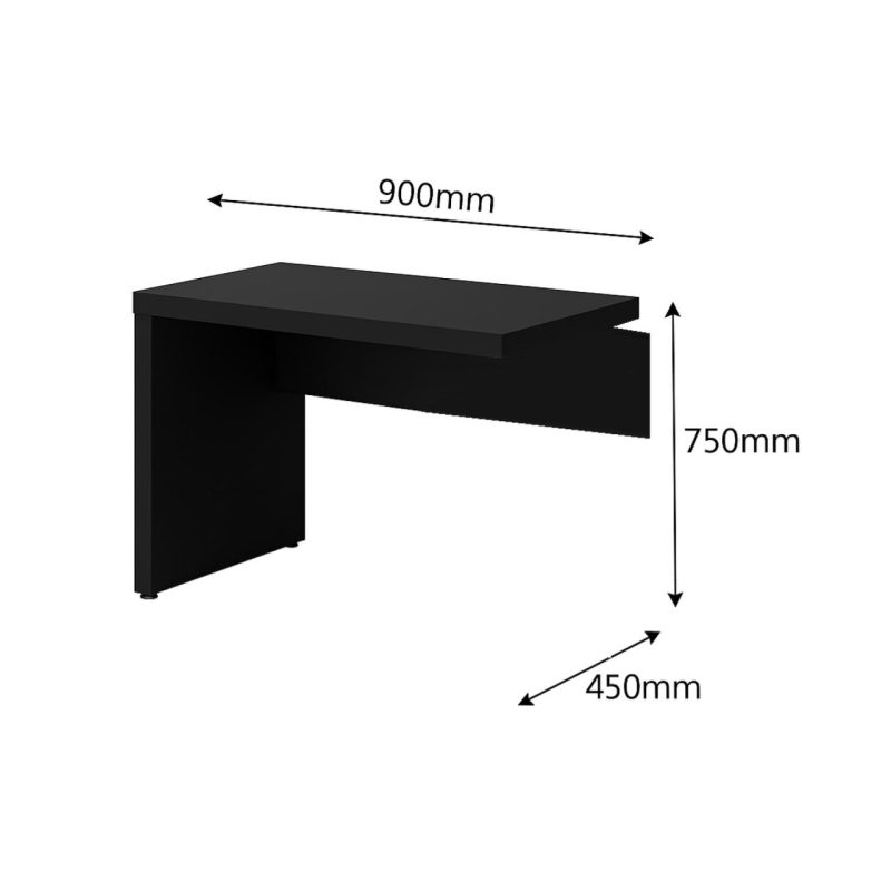 Mesa em L PÉ PAINEL (1,70×0,70m + Mesa Auxiliar) – S/ Gavetas – PRETO / PRETO – 26013 GSA MÓVEIS 7