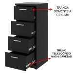 Arquivo de Madeira para Pasta Suspensa com 4 Gavetas – MDP PRETO – 26035 GSA MÓVEIS 12