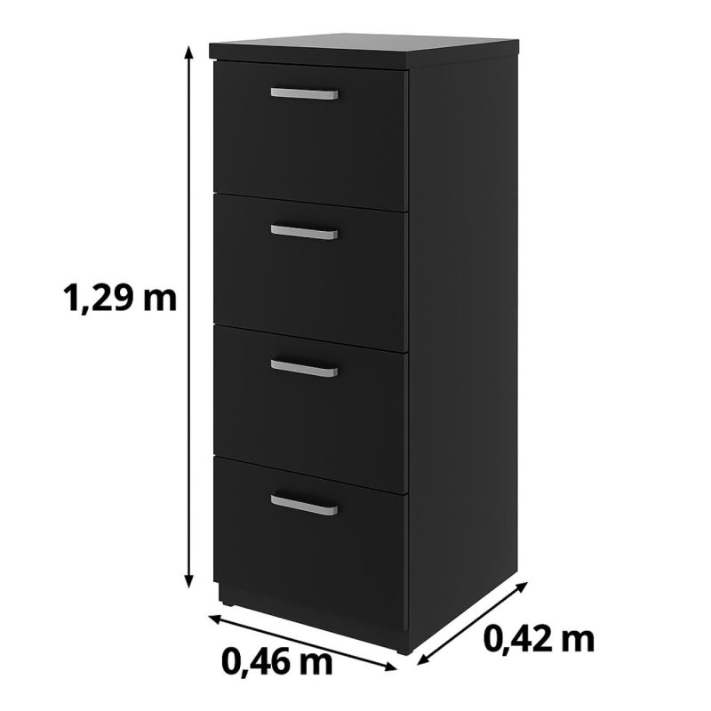 Arquivo de Madeira para Pasta Suspensa com 4 Gavetas – MDP PRETO – 26035 GSA MÓVEIS 5