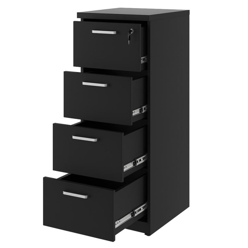 Arquivo de Madeira para Pasta Suspensa com 4 Gavetas – MDP PRETO – 26035 GSA MÓVEIS 9