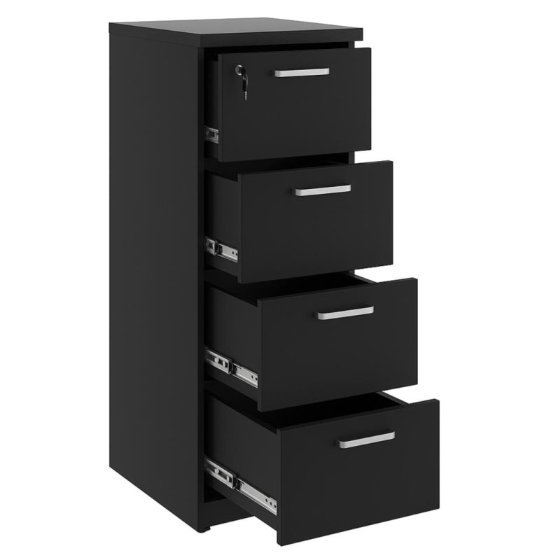 Arquivo de Madeira para Pasta Suspensa com 4 Gavetas – MDP PRETO – 26035 GSA MÓVEIS 2