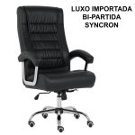 Poltrona LUXO IMPORTADA Concha Dupla Syncron – Couríssimo Preto – 30017 GSA MÓVEIS 10