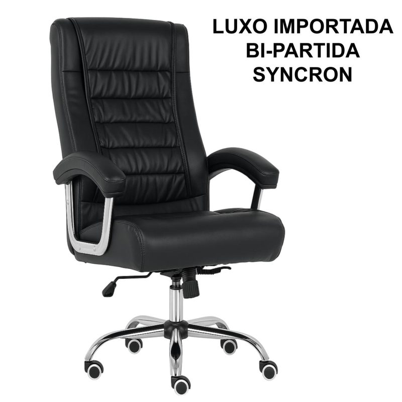 Poltrona LUXO IMPORTADA Concha Dupla Syncron – Couríssimo Preto – 30017 GSA MÓVEIS 2