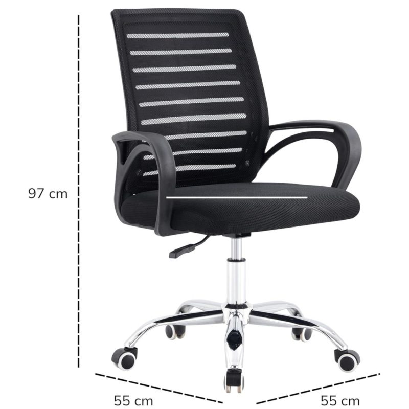 Cadeira para Escritório Tela OZY com Braço – Cor Preta – 30055 GSA MÓVEIS 6