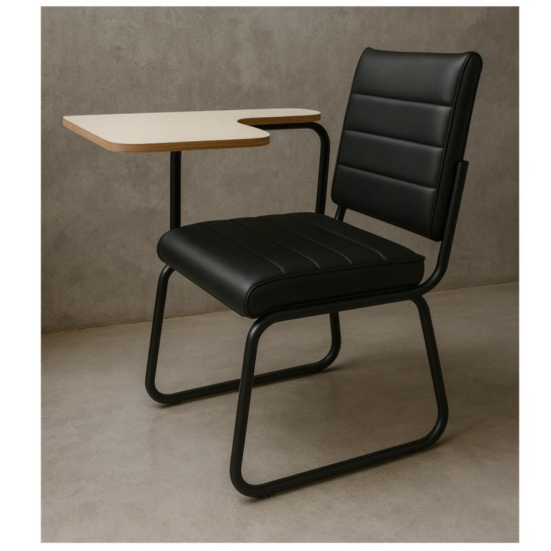 Poltrona Universitária TRIX Estofada com Prancheta Fixa – Corino Preto – 35121 GSA MÓVEIS 8